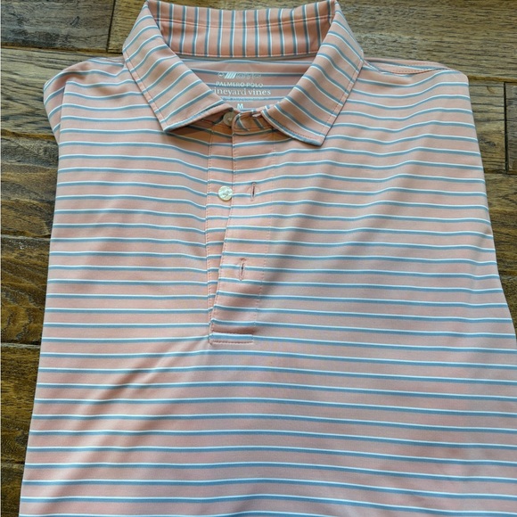 Vineyard Vines Other - Vineyard Vines Men's Pink Polo with White & Light Blue Stripes